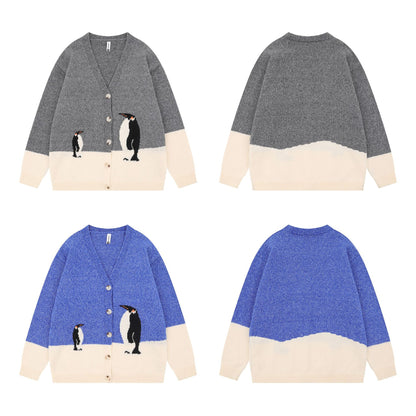 Cartoon contrasting penguin sweater for women | MuddyStock Originals