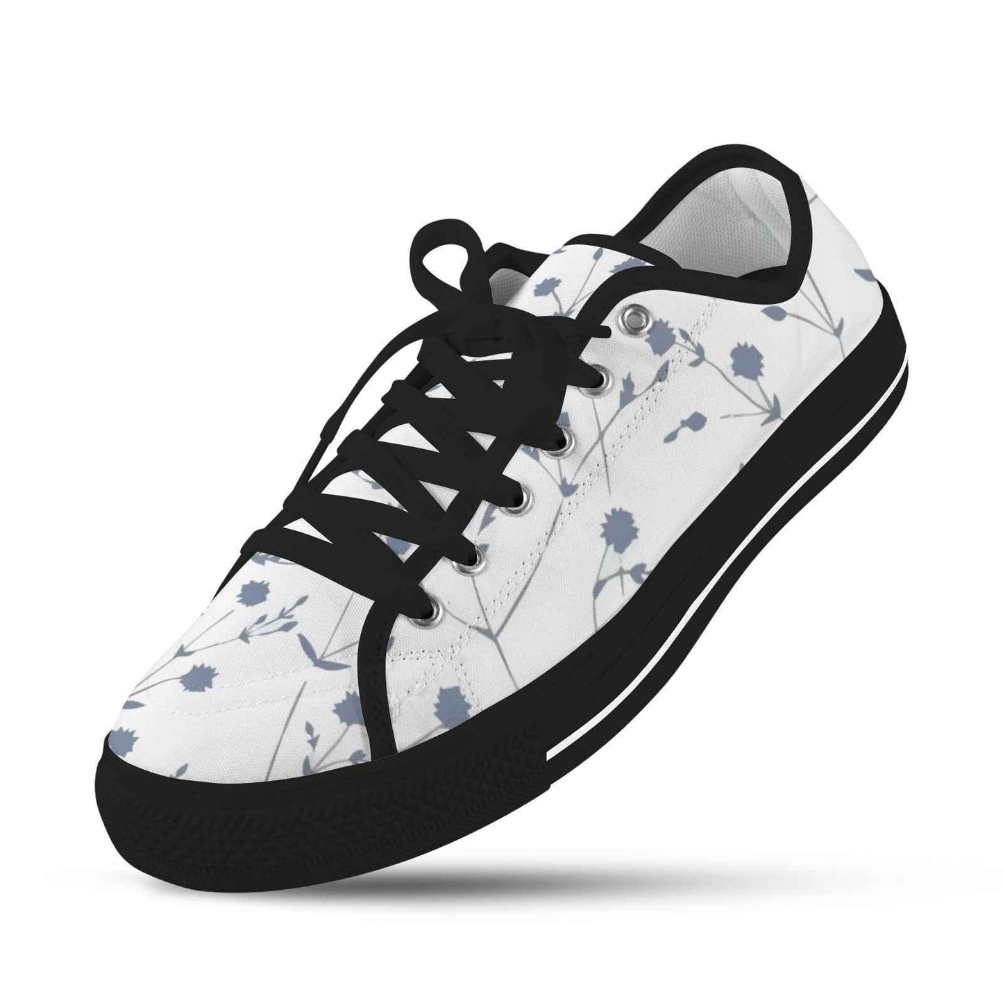 Seattle Low Top Women's Flower Design Shoes Black
