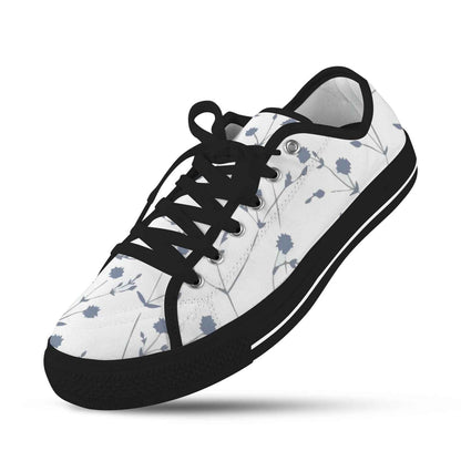 Seattle Low Top Women's Flower Design Shoes Black