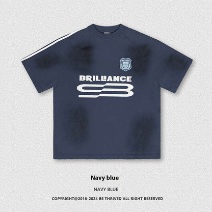 Retro Washed Distressed Short Sleeve For Men And Women Dark Blue MuddyStock