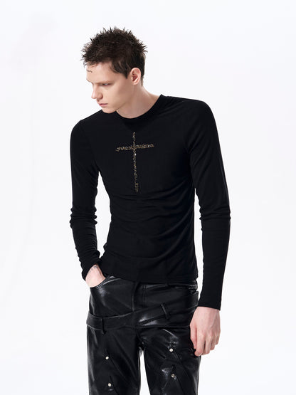 Men's Crew-neck Cross Long-sleeve T-shirt
