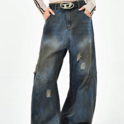 American Retro Washed Ripped Jeans For Women