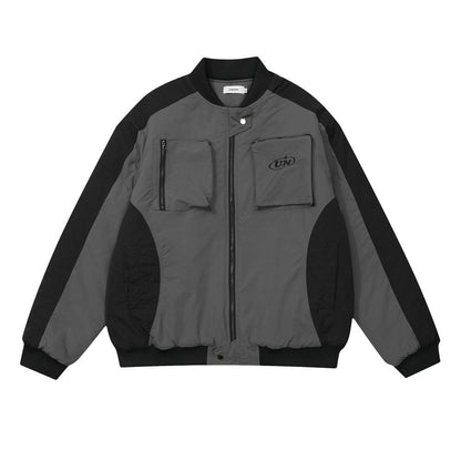Baseball Cotton-padded Jacket Coat For Men Gray