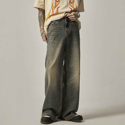 Straight Loose-fitting Wide-leg Trousers For Men MuddyStock