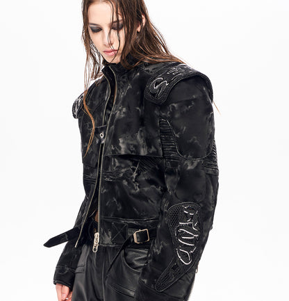 Punk Black Motorcycle Leather Jacket For Women Black All Products