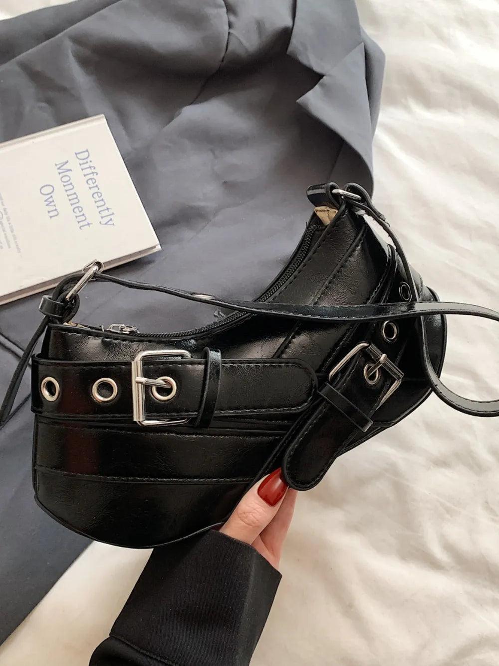 PU Leather Buckle Shoulder Bag | MuddyStock Originals