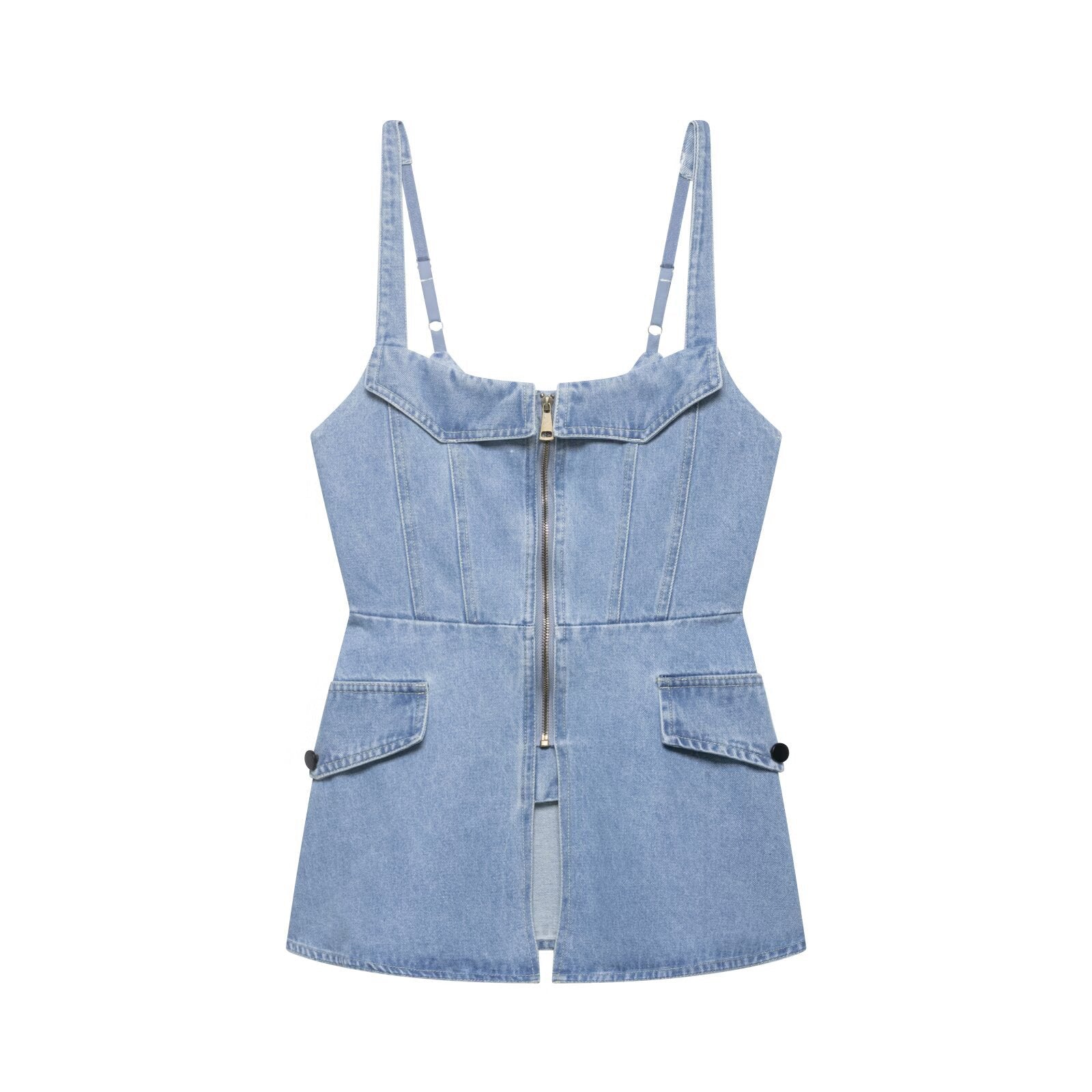 Zipper Splicing Cowboy Tight Strap Top For Women | MuddyStock Originals