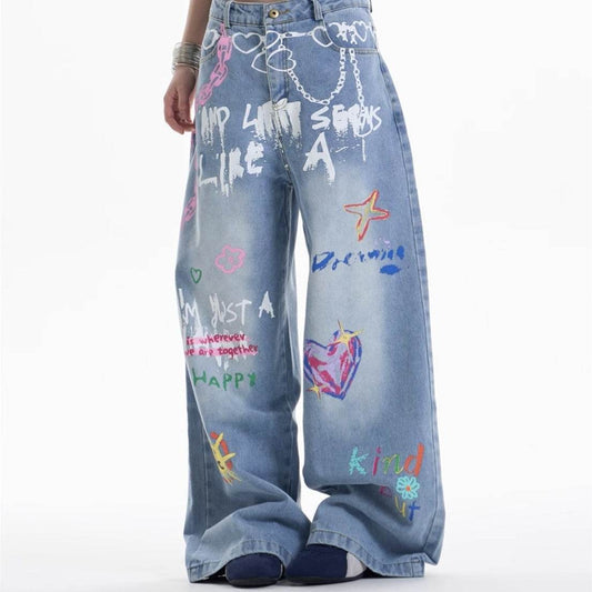 Waist Chain Printed Jeans For Women MuddyStock