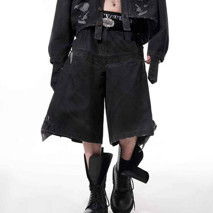 Double Waist Loose Cropped Pants For Men