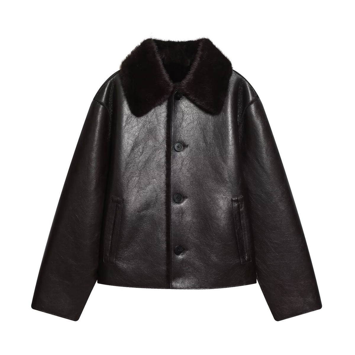 Fashionable And Casual Reversible Faux-leather Jacket For Women All Products