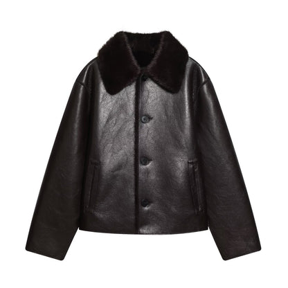 Fashionable And Casual Reversible Faux-leather Jacket For Women All Products