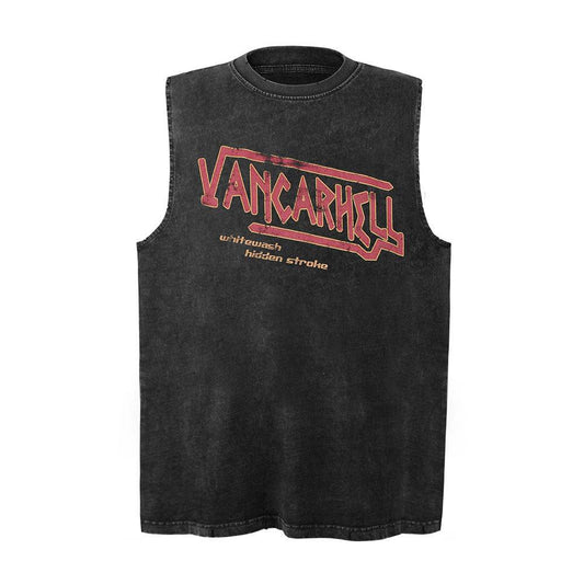 Distressed Letter Print Vest Men's Upperwear MuddyStock