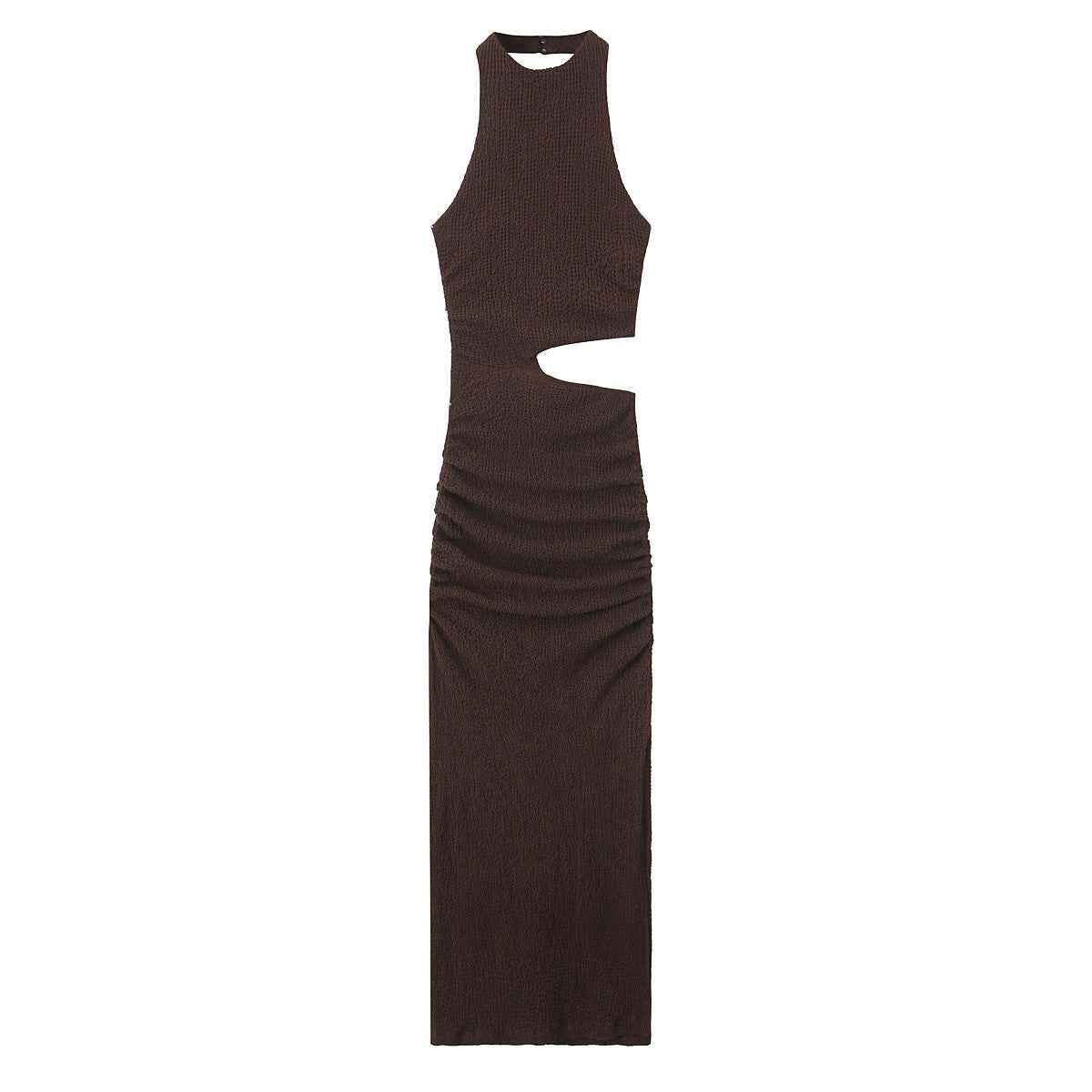 European and American style women's long neck hanging dress | MuddyStock Originals brown