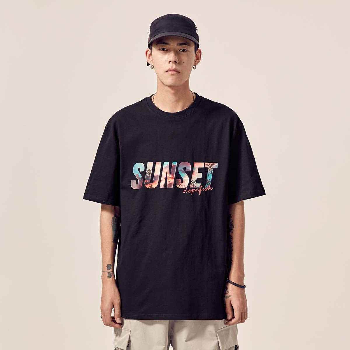 Alphabet color print T-shirt Black MuddyStock