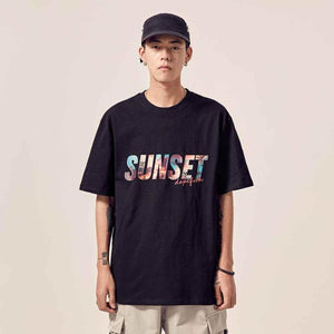 Alphabet color print T-shirt Black