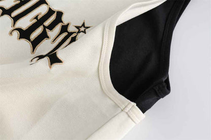 Sports Vest Casual Letter Embroidered Loose Top For Women MuddyStock