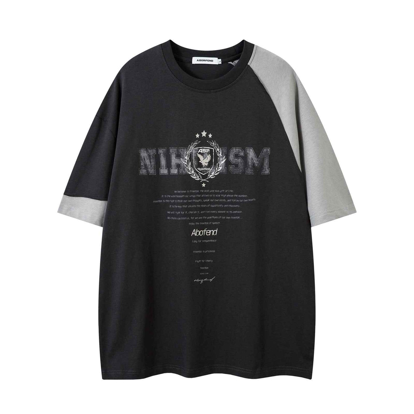 Spliced Unique Design Short Sleeve T-Shirt For Men | MuddyStock Originals Dark Grey MuddyStock