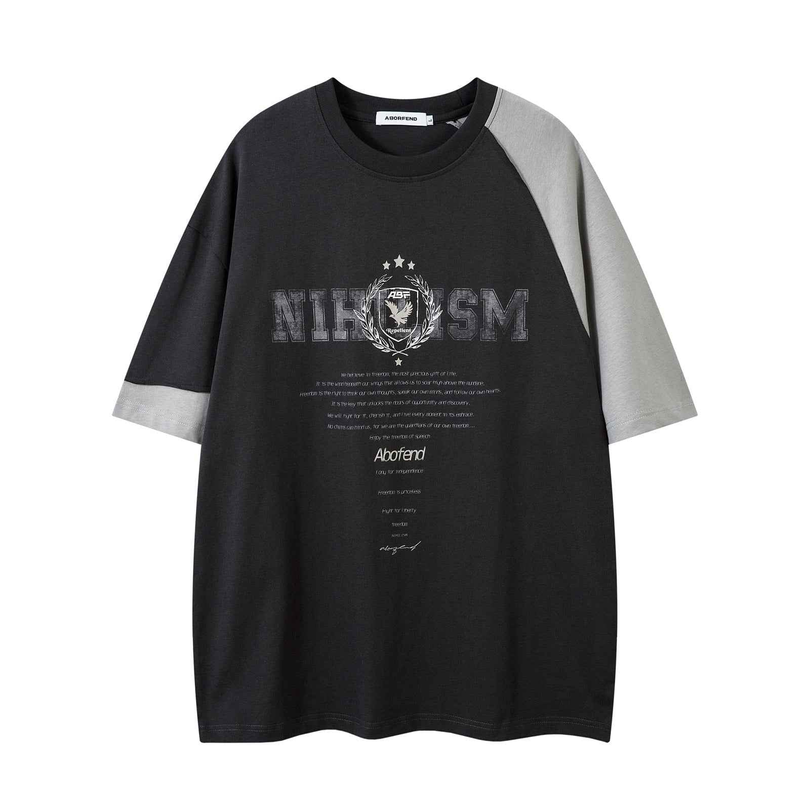 Spliced Unique Design Short Sleeve T-Shirt For Men | MuddyStock Originals Dark Grey MuddyStock