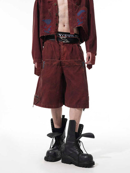 Double Waist Loose Cropped Pants For Men