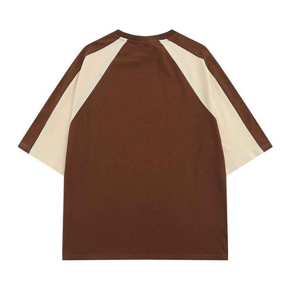 Letter Patchwork Short-sleeved T-shirt For Men null