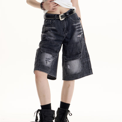 Women's Retro Ripped Denim Shorts