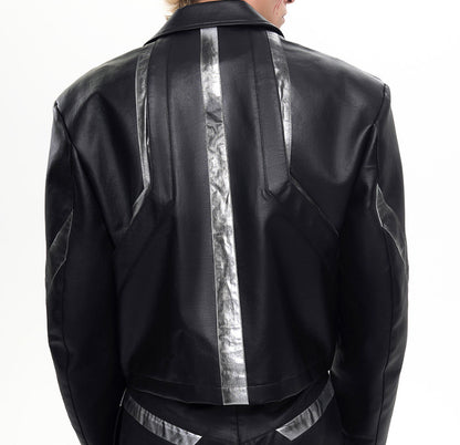 Black Dirty Short Leather Jacket and Pants For Men