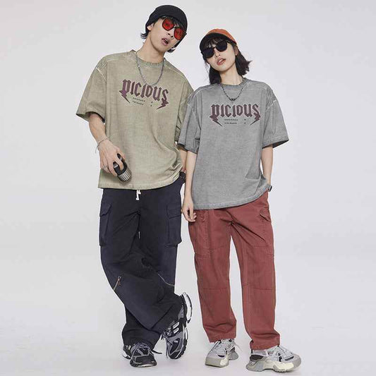 Fashion Washed Old Short-sleeved T-shirt For Men And Women MuddyStock