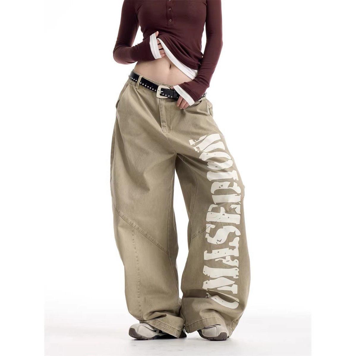 Vintage Retro Streetwear Style Printed High-Waisted Pants For Women | MuddyStock Originals