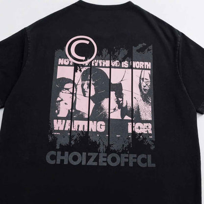 High Street Style Washed Vintage Character Letter Print Short Sleeve T-Shirt For Men | MuddyStock Originals MuddyStock