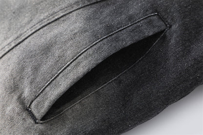 Washing Gradient Frayed Hem Denim Jacket For Women MuddyStock null