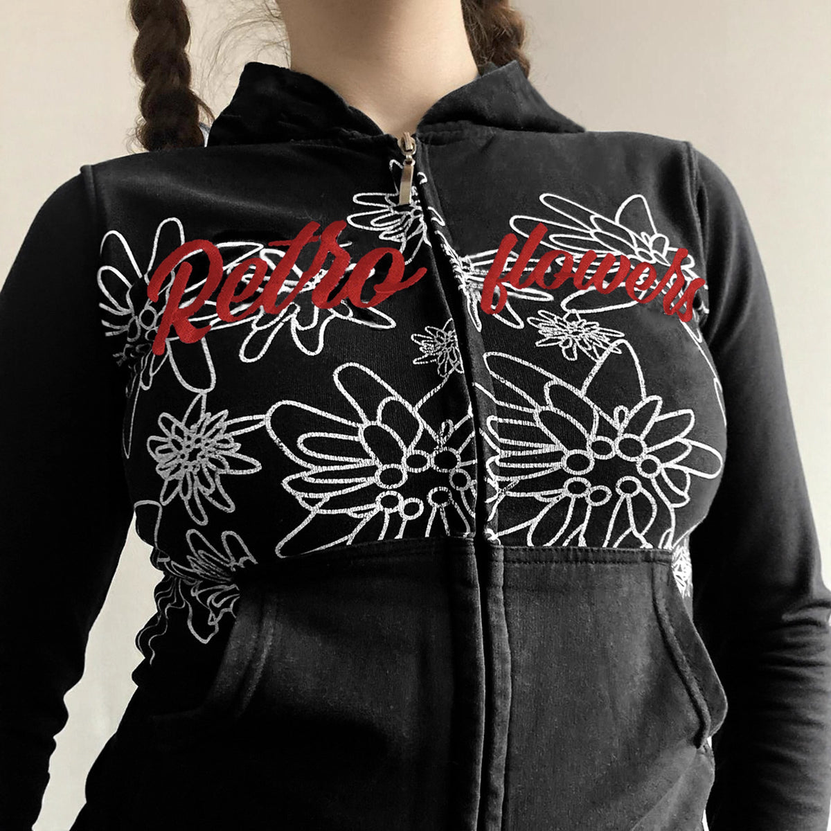 American Retro Street-Style Graffiti Letter Print Hoodie All Products