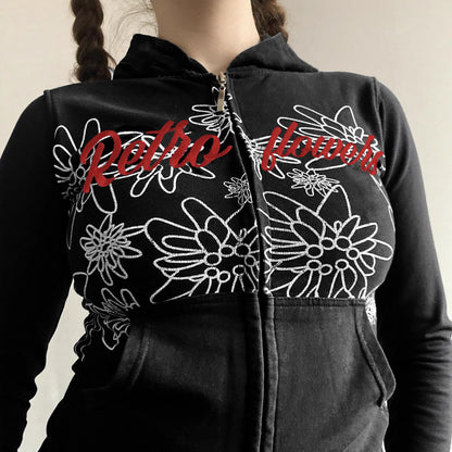 American Retro Street-Style Graffiti Letter Print Hoodie All Products