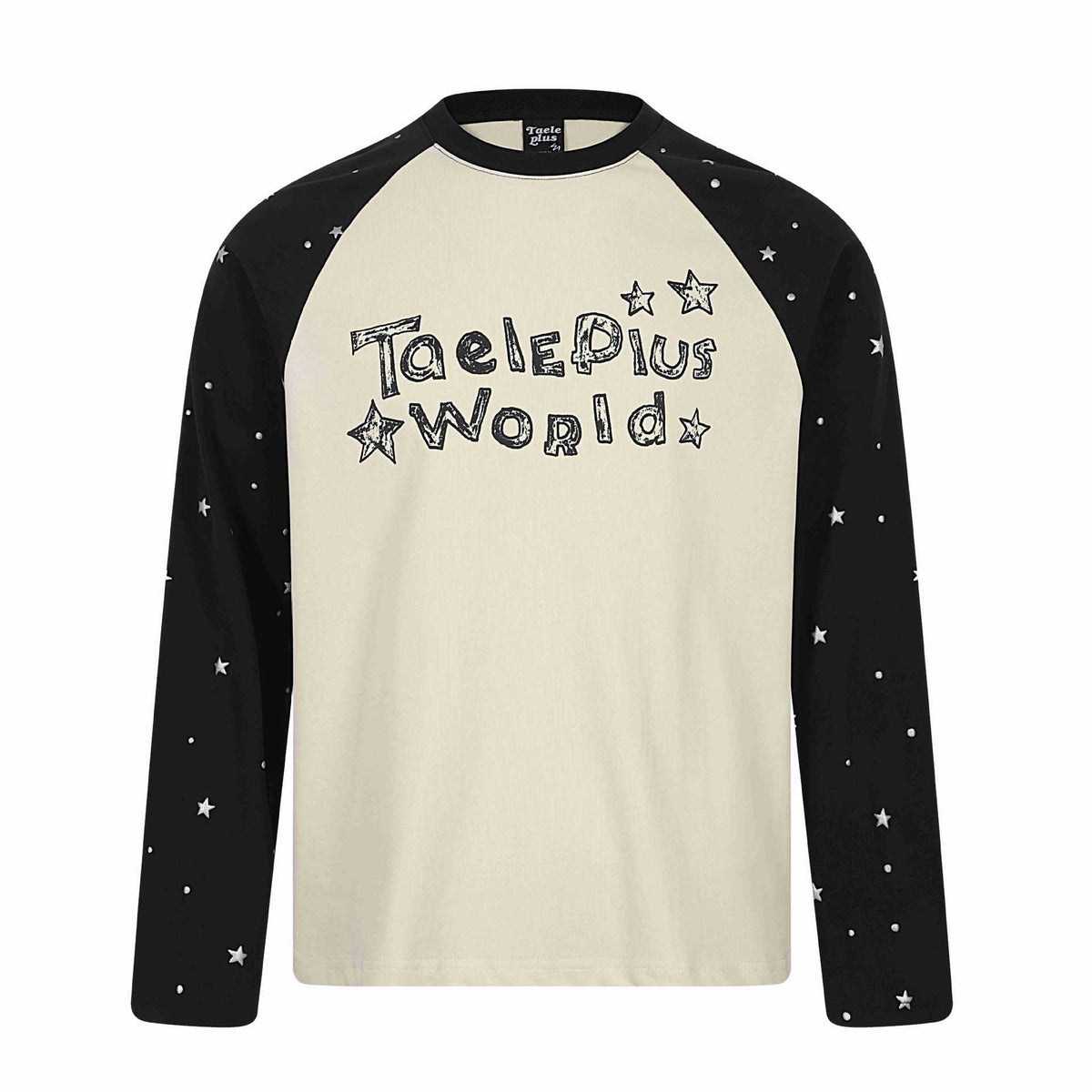 Star Graffiti Hand-Painted Letter Raglan Sleeve T-Shirt For Women | MuddyStock Originals Dark Beige