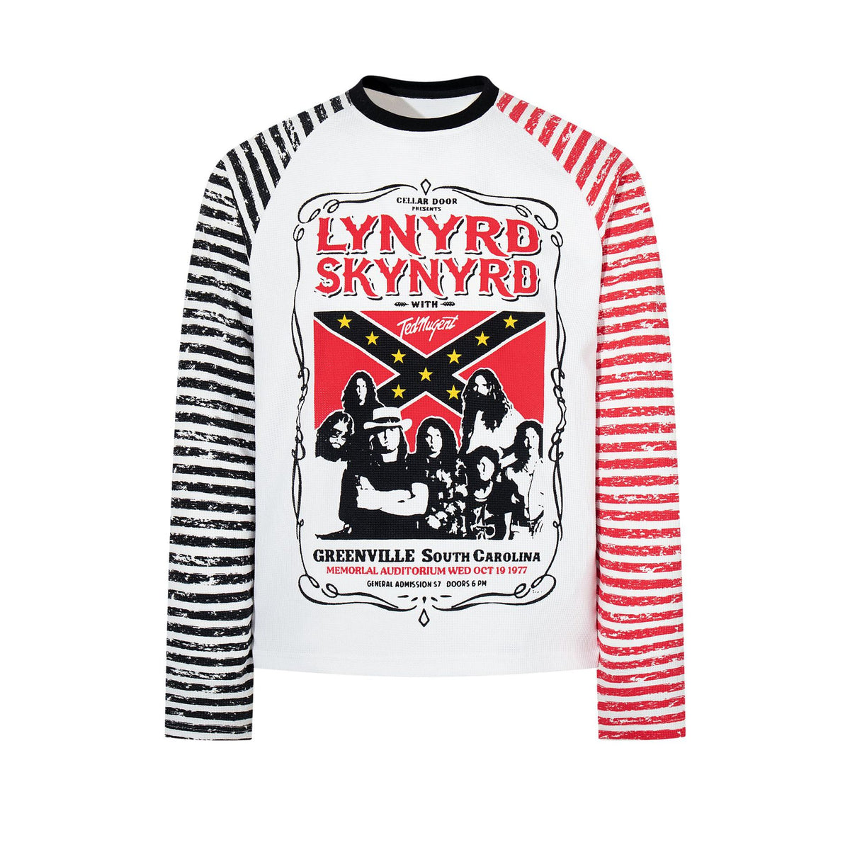 Striped patchwork shoulder long sleeved T-shirt for men | MuddyStock Originals White