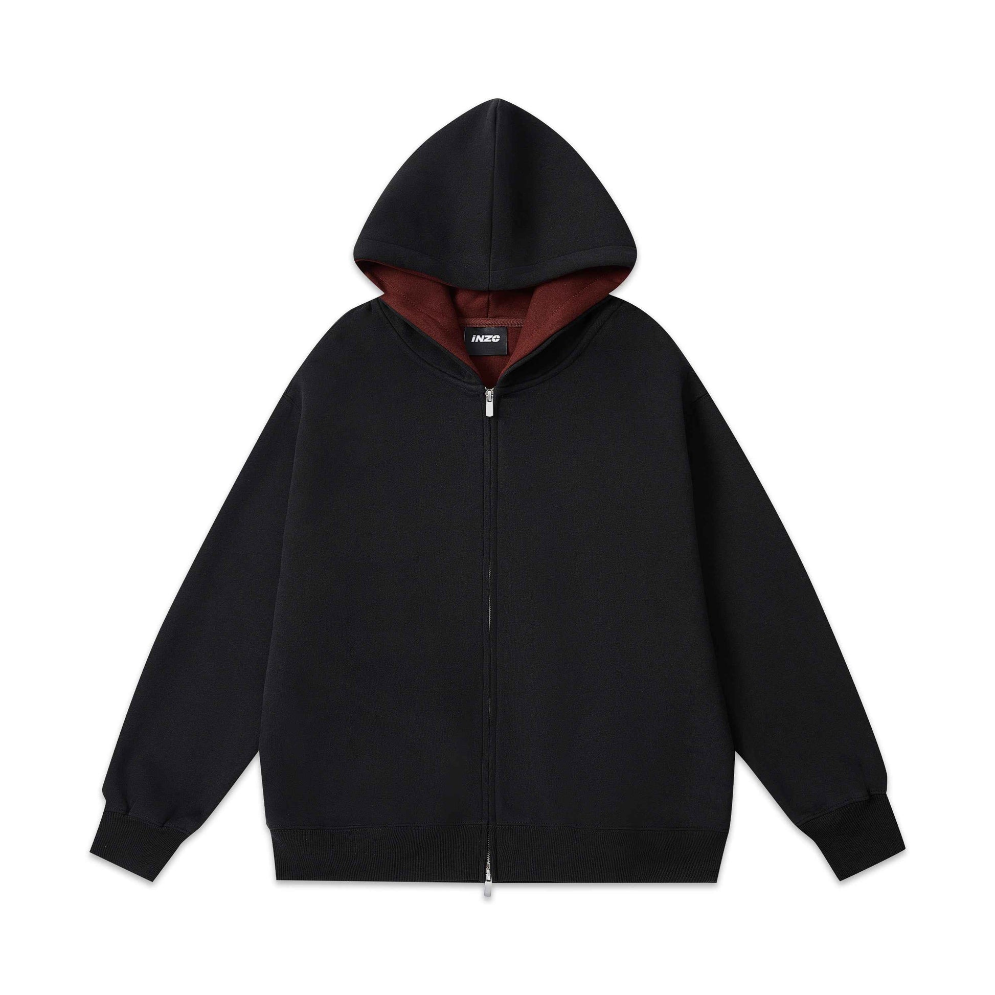 Men's zipper hoodie Black Collides With Red Wine MuddyStock