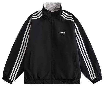 American Retro College Style Reversible Jacket Black MuddyStock