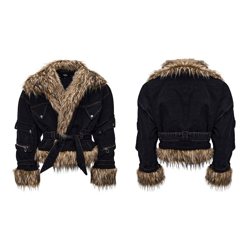 Advanced Quilted Fur Patchwork Jacket For Women Black MuddyStock All Products