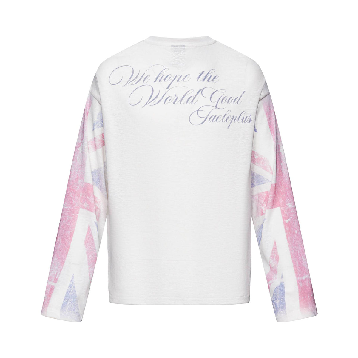 Union Jack Print Long Sleeve Round Neck Loose Fit Crewneck T-Shirt