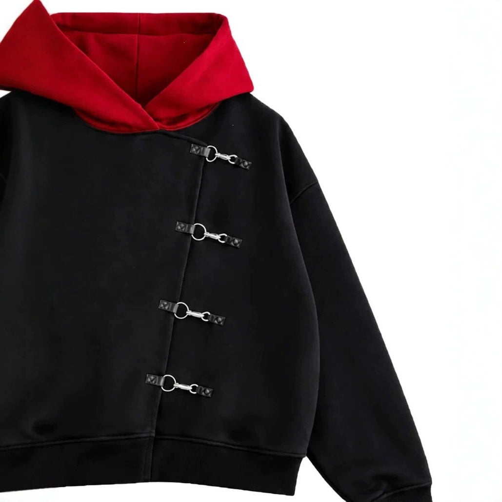 Dark Aesthetic Color Block Hoodie For Men All Products