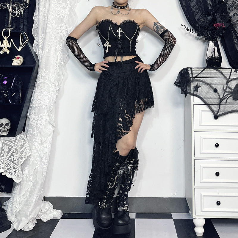 Crop Top Gothic Cross Chain Halter Strap Women's Backless Top | MuddyStock Originals MuddyStock