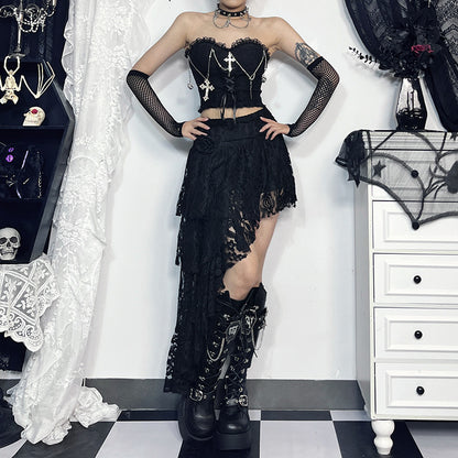 Crop Top Gothic Cross Chain Halter Strap Women's Backless Top | MuddyStock Originals MuddyStock