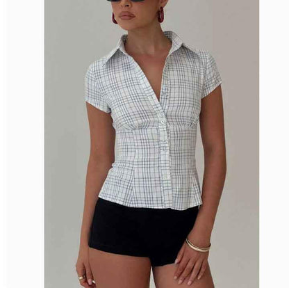 Casual Double Button Women's Shirt Light Blue MuddyStock