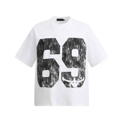 Abstract crowd printed short sleeved t-shirt