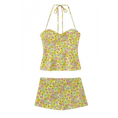 Flower Poplin Top+Flower Shorts