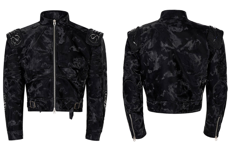 Punk Black Motorcycle Leather Jacket For Women All Products