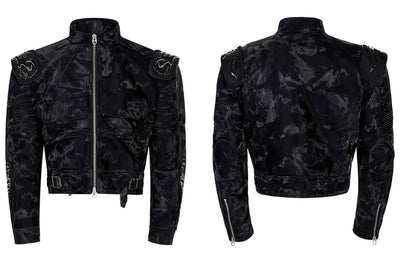 Punk Black Motorcycle Leather Jacket For Women All Products