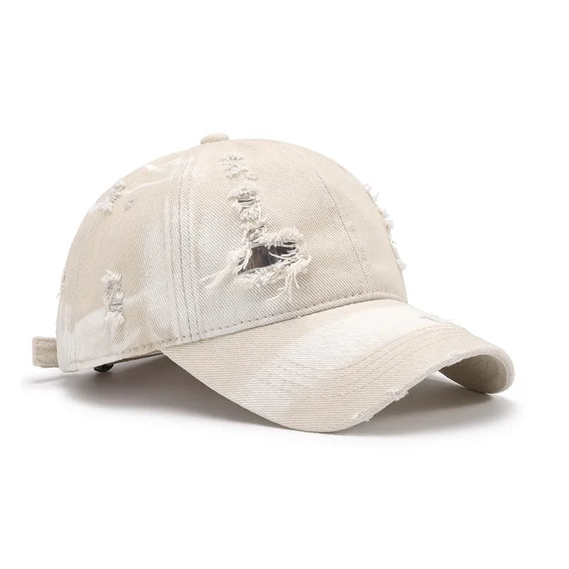 Distressed Adjustable Cotton Baseball Cap For Men And Women