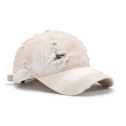 Distressed Adjustable Cotton Baseball Cap For Men And Women