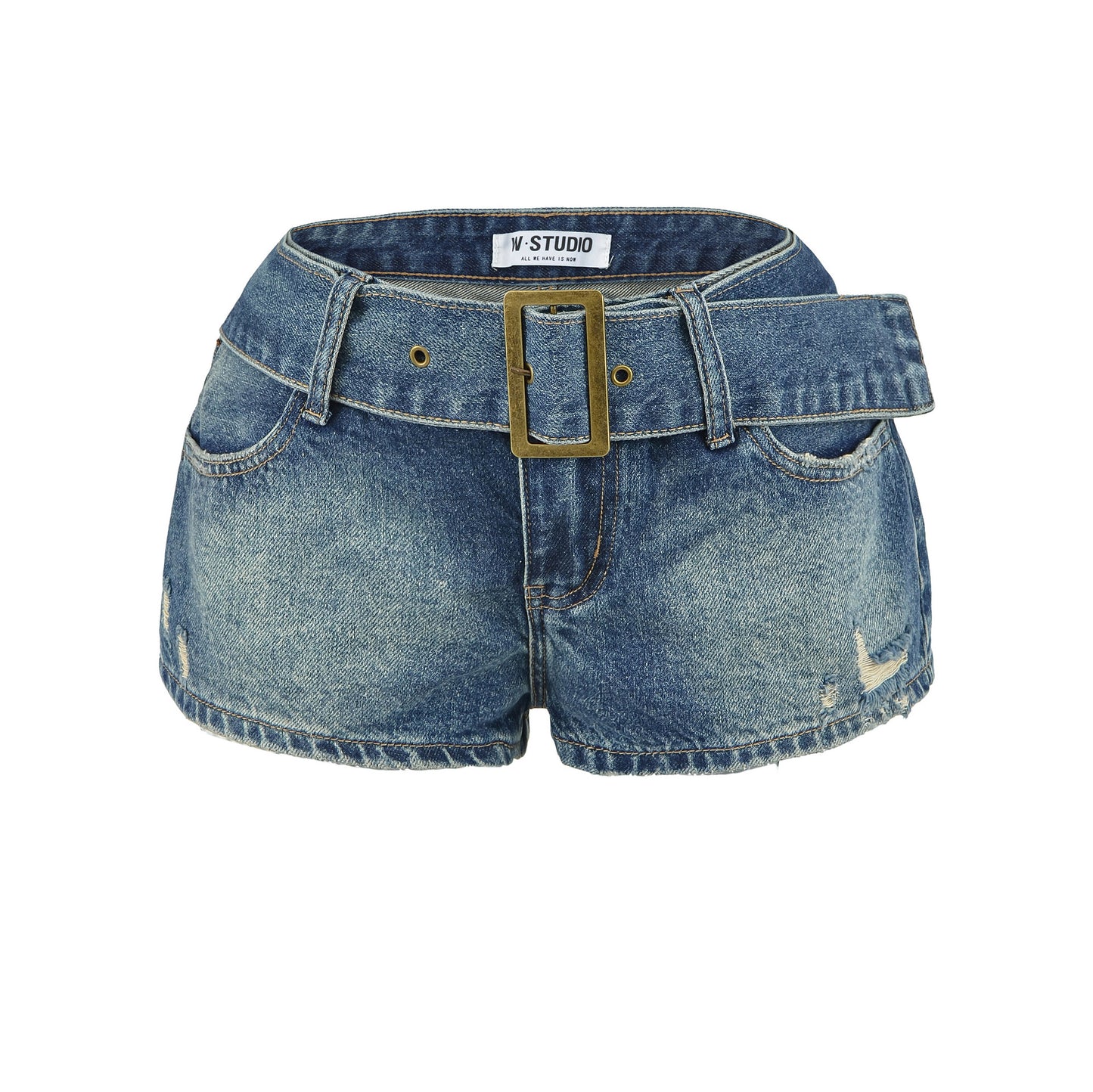 Slimming Waist Belt High-Waisted Loose Denim Ultra-Short Pants for Women | MuddyStock Originals Navy Blue