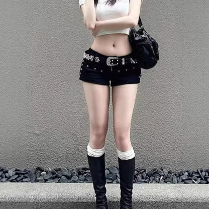 Y2K Style High-Waisted Fitted Straight-Leg Shorts For Women | MuddyStock Originals